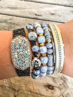 Southern Grace A Little Country Grey Leopard Mixed Beads Bracelet Set New Arrivals