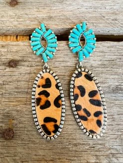 Southern Grace Dangly Oval Turquoise Earrings New Arrivals