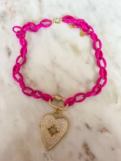 Treasure Jewels, Inc. Blinging Heart Pink Necklace