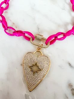 Treasure Jewels, Inc. Blinging Heart Pink Necklace