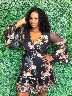 D & J Industries Co., LTD. Lacey Belle Dress — Wrap Dress In Black