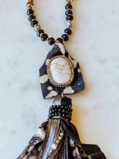 Your Fashion Wholesale Cow Hide Tassel Necklace - Black Accessories