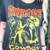Country Deep Clothing Rhinestone Cowboy 80s Distressed Tee
