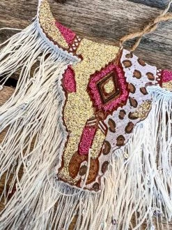 Southern Custom Designs Leopard Pink Steer Fringe Freshie New Arrivals