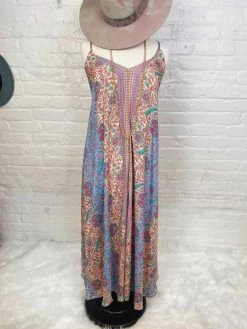 Fashion Fuse Print Tie-Back Maxi Dress - Pink Clothing