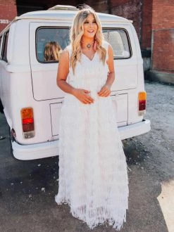 D & J Industries Promise Forever Dress Long - White