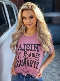 Miss Mud Pie Raisin My Babies To Be Cowboys - Mauve