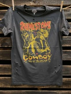 Country Deep Clothing Rhinestone Cowboy 80s Distressed Tee