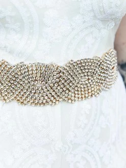 Luxe Apparel Rhinestone Crowning Moment Belt X3 - Black Ribbon With Gold