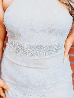 Luxe Apparel Bridal Rhinestone Crowning Moment Belt X3 - Pure Ribbon With Silver