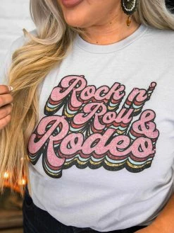 Bling-A-Gogo Rock N Roll And Rodeo Tee - Silver