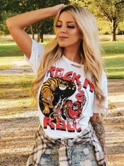 Country Deep Rock N Roll Distressed Tee Clothing