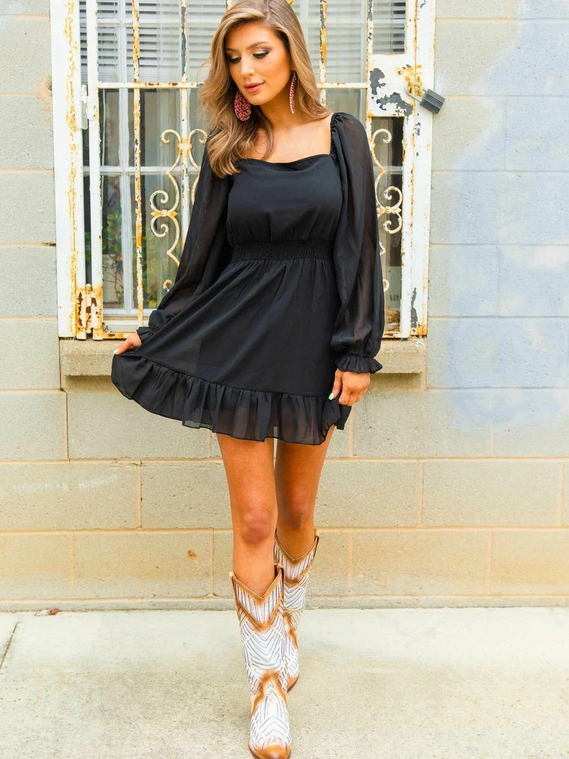 D & J Industies Co., LTD. All Squared Away Dress - Black Organza