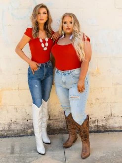 D & J Industies Co., LTD. Your New Favorite Staple Square Neck Bodysuit - Rust