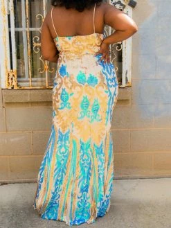 D & J Industries Co., LTD. PREORDER Midnight Marina Turquoise & Gold Dress Pre-Orders