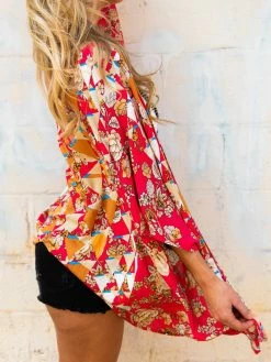 D & J Industies Co., LTD. New Arrivals Actin Up Kimono - Pink Floral