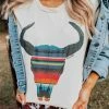 Miss Mud Pie Serape Skull Tee - Cream Tees