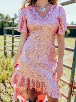 D & J Industries Southern Sweetheart High Low Dress - Cinnamon Sale!