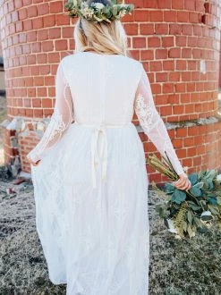 D & J Industries Speechless Dress -Long Sleeve White Dress Bridal