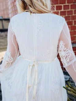 D & J Industries Speechless Dress -Long Sleeve White Dress Bridal