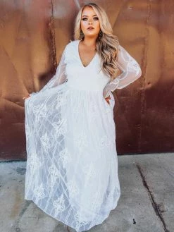 D & J Industries Speechless Dress -Long Sleeve White Dress Bridal