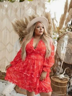 D & J Industries Sale! Take Me There Dress - Red Floral