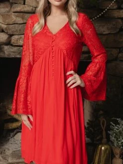 D & J Industries Sale! The Delilah Bohemian Dress - RED