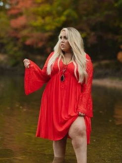 D & J Industries Sale! The Delilah Bohemian Dress - RED