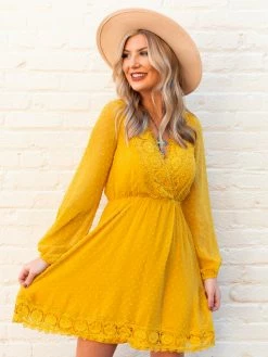 D & J Industries This One's For The Ladies Dress - Mustard Sale!