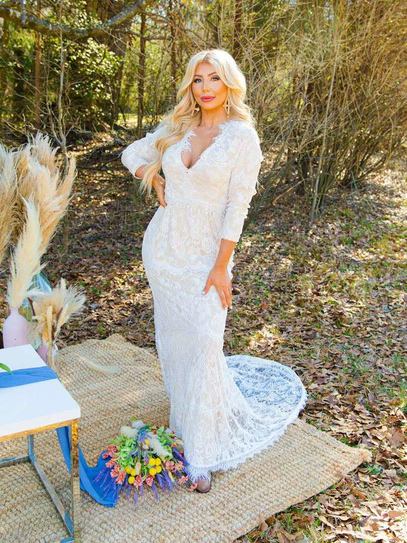 D & J Industries Tie The Knot Dress With Train