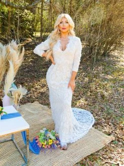 D & J Industries Tie The Knot Dress With Train