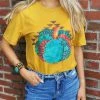 Miss Mud Pie Tees Turquoise Pumpkin Tee - Mustard