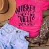 Bling-A-Gogo Whiskey Bent And Hell Bound Bleached Tee - Heather Red Tees