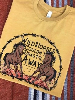 Miss Mud Pie Wild Hearts Couldnt Drag Me Away Tee - Mustard