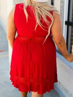 D & J Industries You Deserve It — Boho Mini Dress In Red Sale!