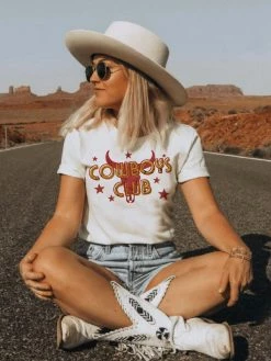Miss Mud Pie Cowboys Club Tee - White Clothing