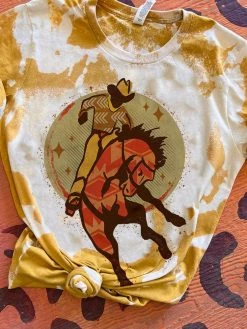 Miss Mud Pie Fort Worth Full Moon T-shirt - Mustard Bleached
